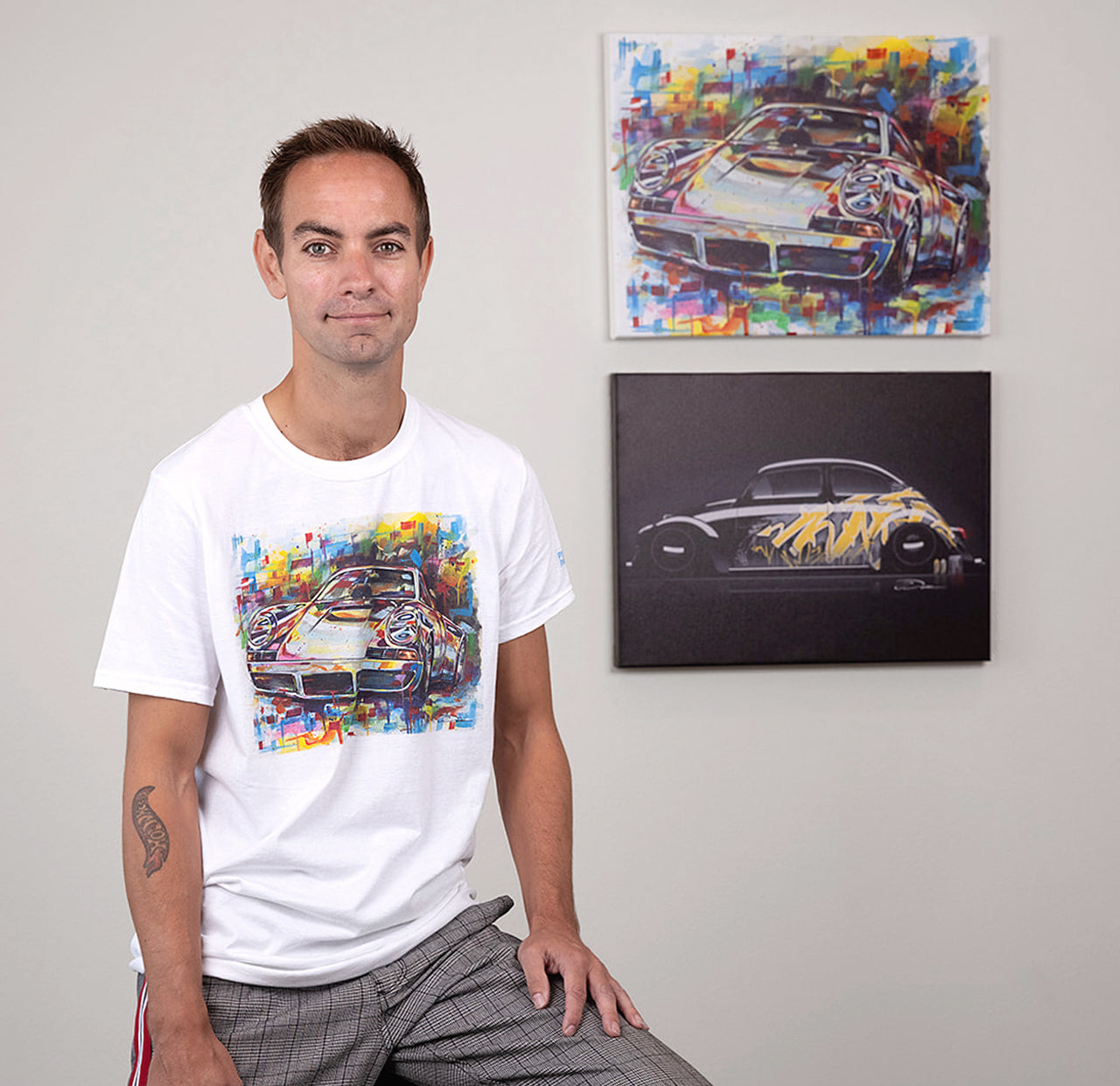 Colors of Speed White Tee Male Model