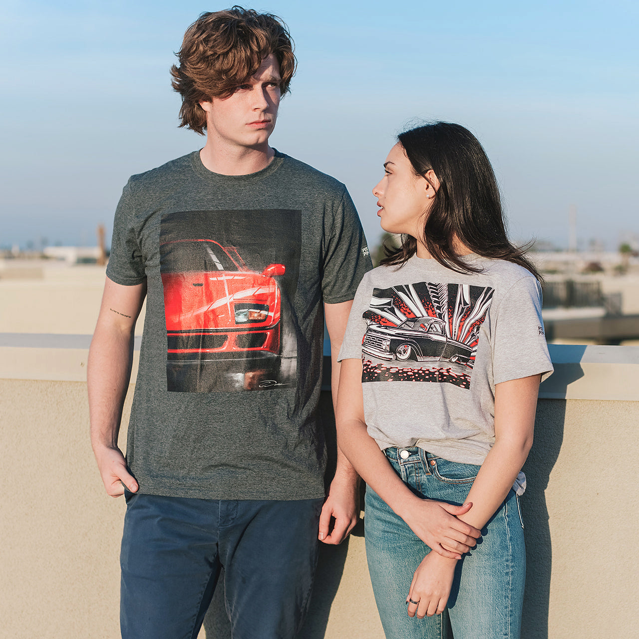 Air'd Out Grey Tee and F40 Dark Heather Tee Models
