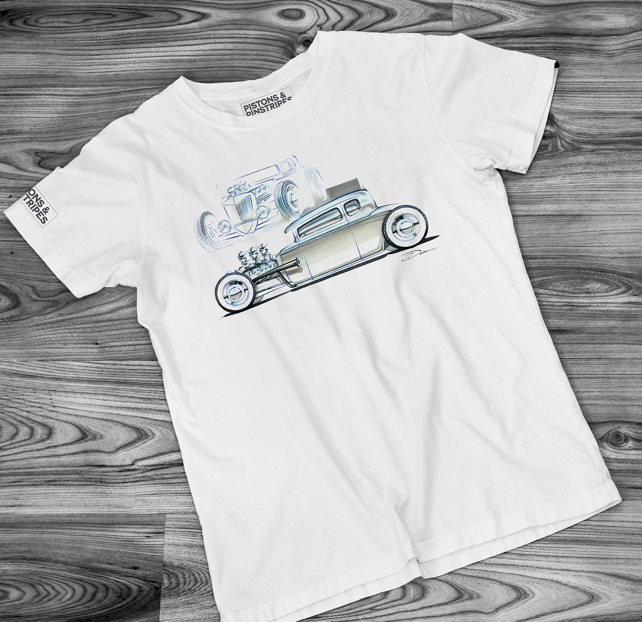 Traditionally Non Traditional Hot Rod White Tee